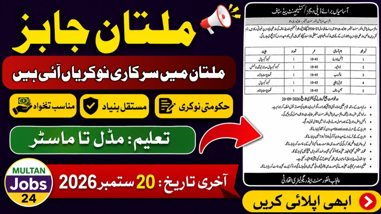 Govt jobs in Multan