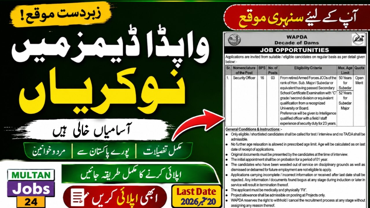 WAPDA Security Officer Jobs 2026