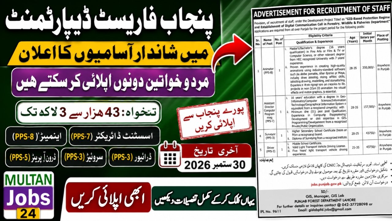 Punjab Forest Department GIS Lab Jobs 2026
