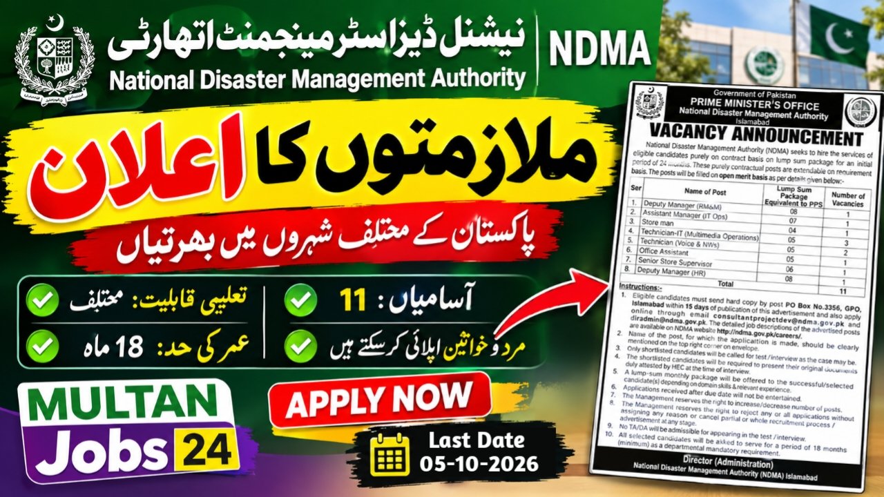 NDMA Jobs 2026 in Islamabad – Apply Online