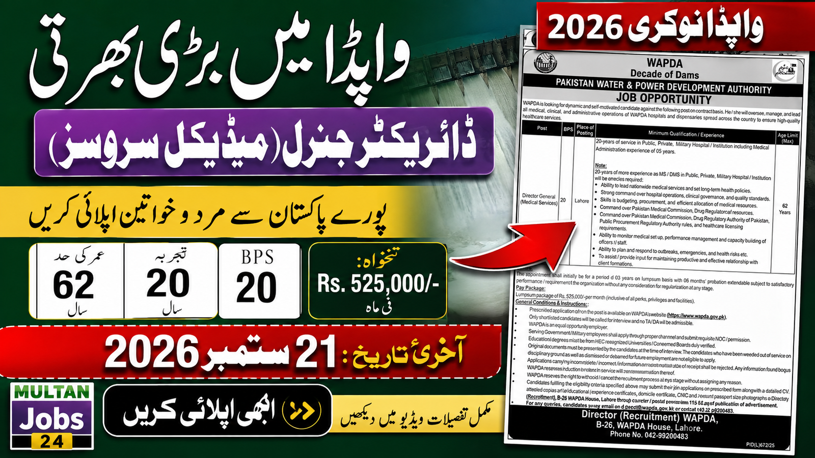 WAPDA Director General Medical Services Jobs